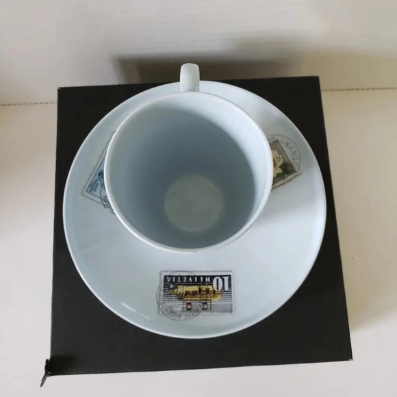 Unique Light Blue Postal Stamps Mini Tea Cup and Saucer. - Picture 5 of 10